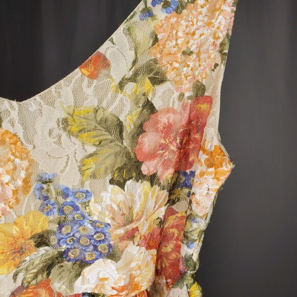 Forever 21 Vtg Babydoll Empire Top Small Lace Floral Cream Tie Romantic Coquette - Picture 4 of 7